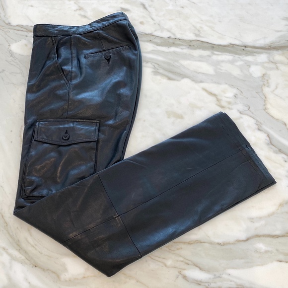 REM GARSON BLACK LEATHER CARGO PANTS SIZE US 2 - Picture 6 of 15